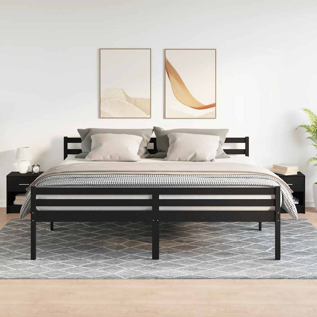 Comodini 2 pz con Cassetto Nero 39x28x41 cm