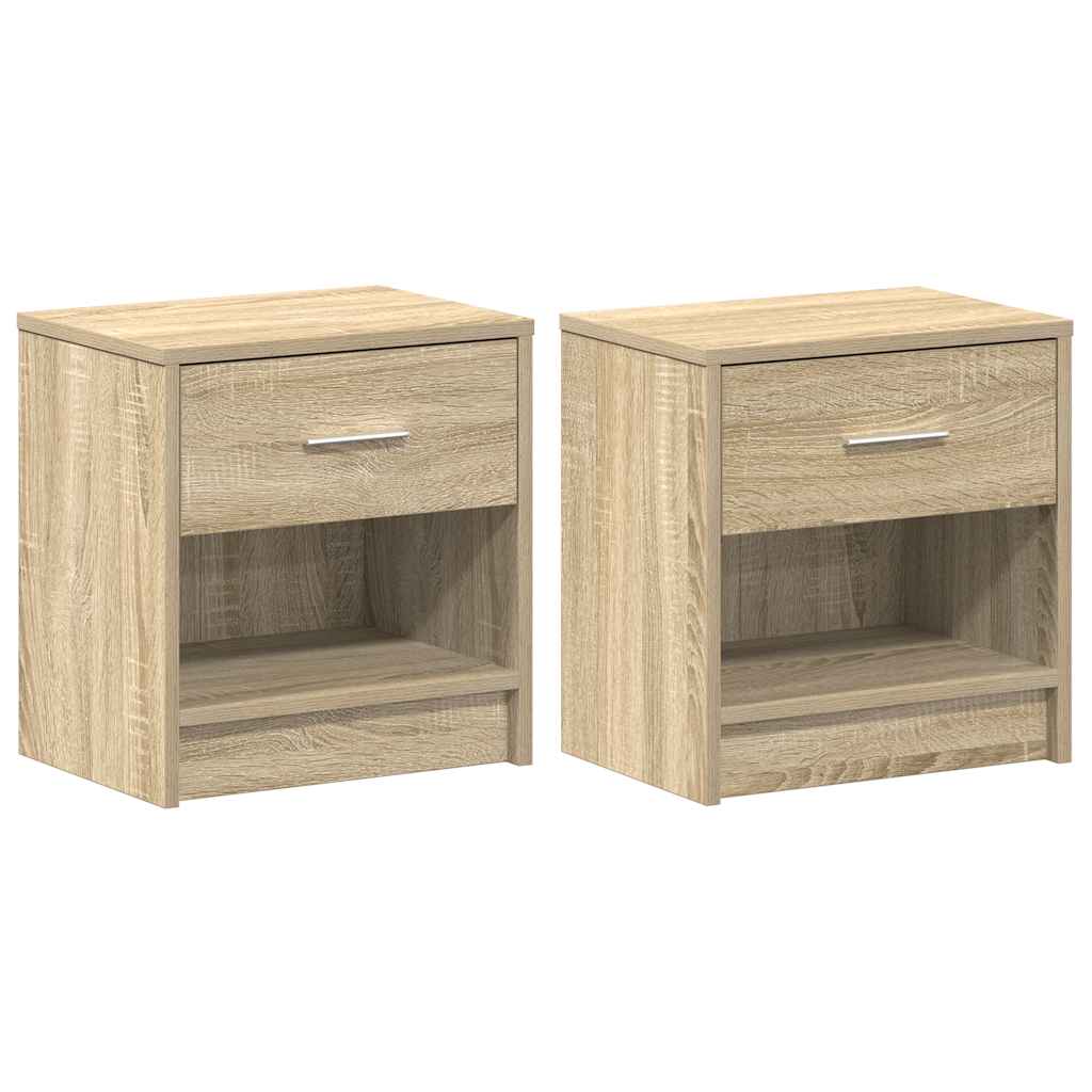 Comodini 2 pz con Cassetto Rovere Sonoma 39x28x41 cm