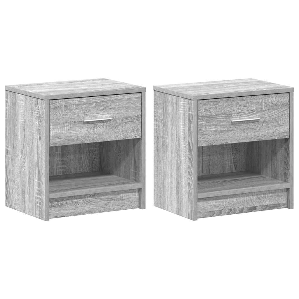 Comodini 2 pz con Cassetto Grigio Sonoma 39x28x41 cm