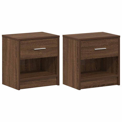 Comodini 2 pz con Cassetto Rovere Marrone 39x28x41 cm