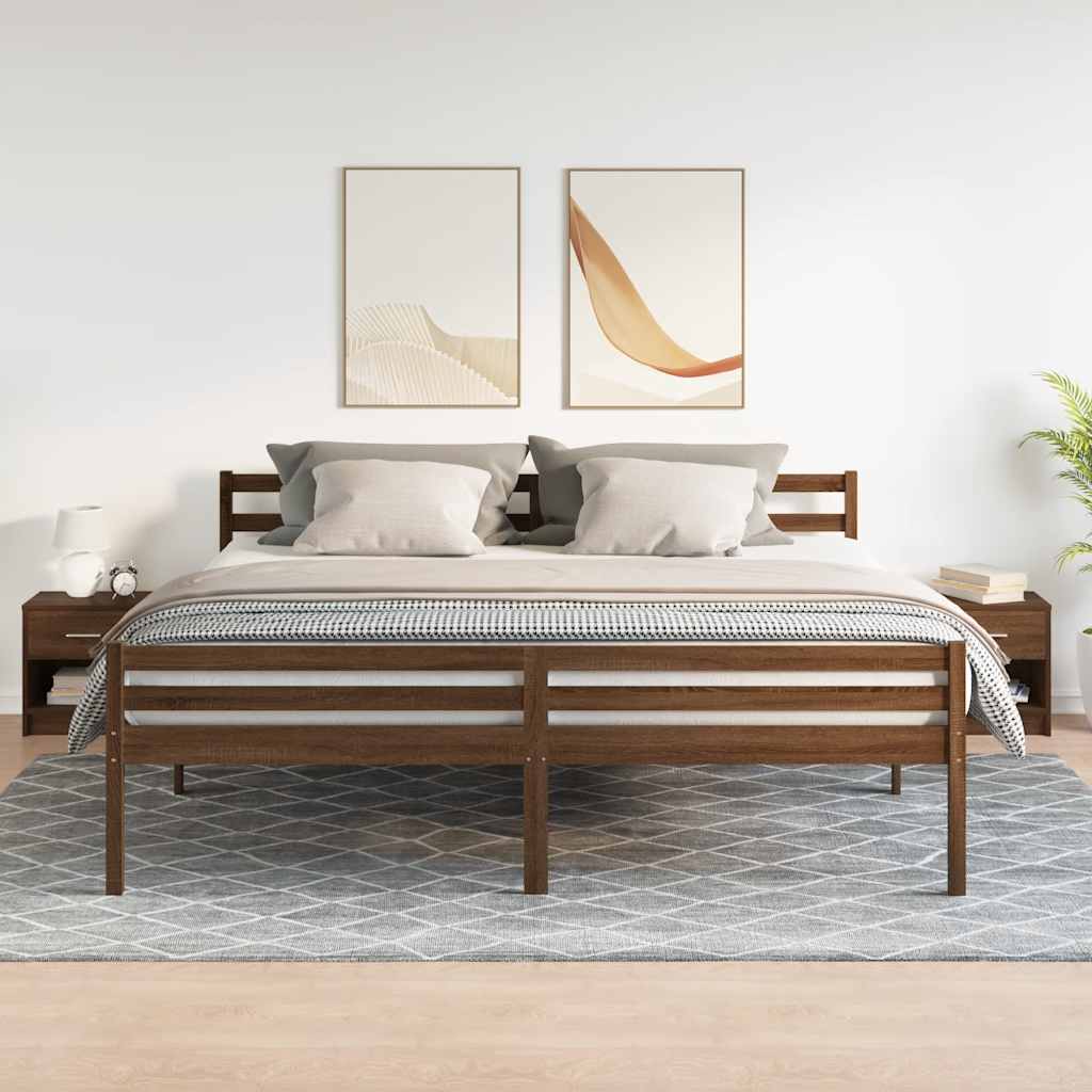 Comodini 2 pz con Cassetto Rovere Marrone 39x28x41 cm
