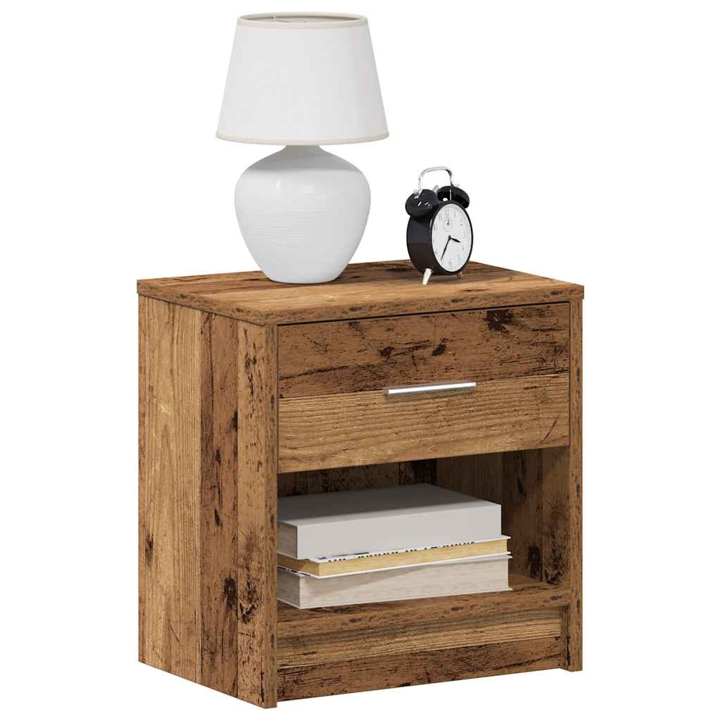 Comodini 2 pz con Cassetto Legno Antico 39x28x41 cm