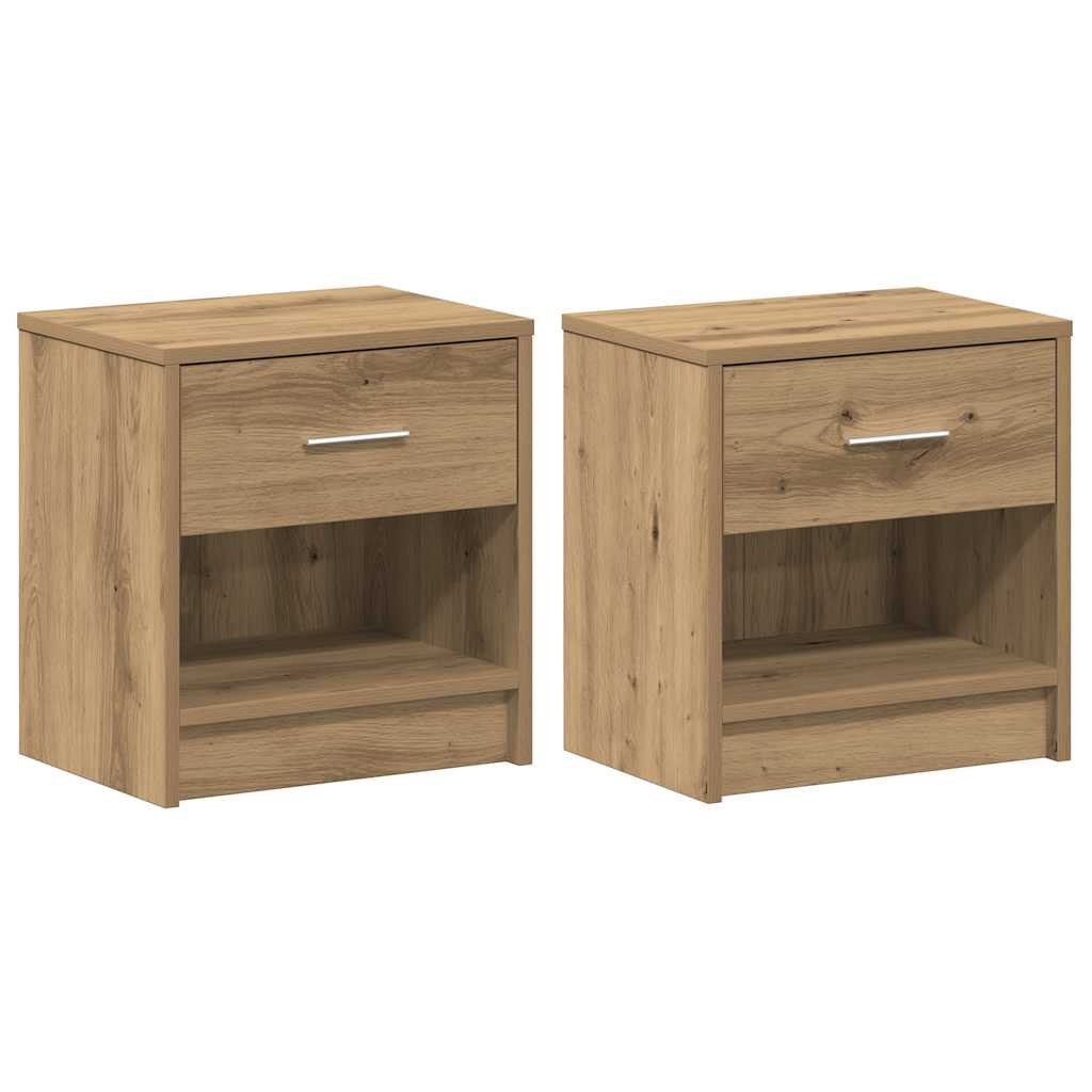 Comodini 2 pz con Cassetto Rovere Artigianale 39x28x41 cm