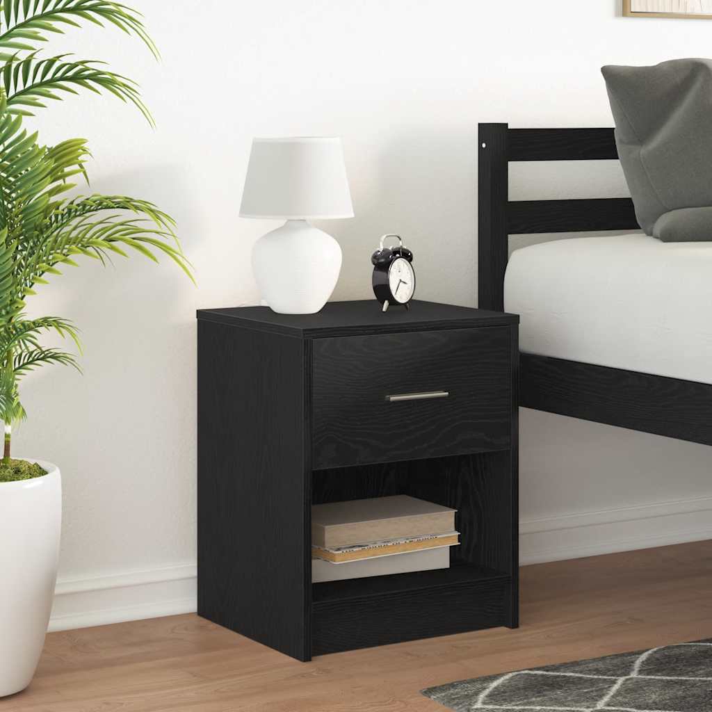 Comodino con Cassetto Nero 40x34x50 cm