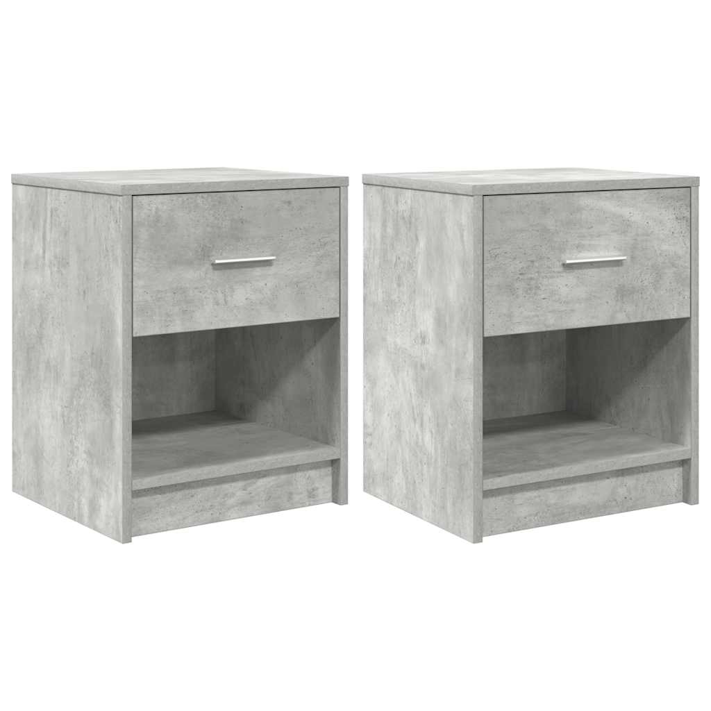Comodini 2 pz con Cassetto Grigio Cemento 40x34x50 cm