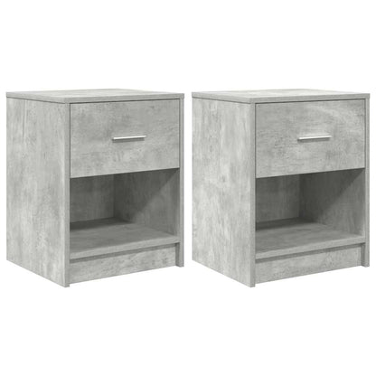 Comodini 2 pz con Cassetto Grigio Cemento 40x34x50 cm