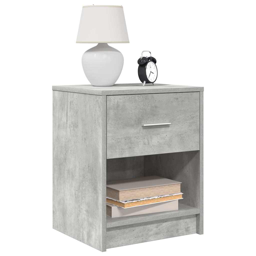 Comodini 2 pz con Cassetto Grigio Cemento 40x34x50 cm