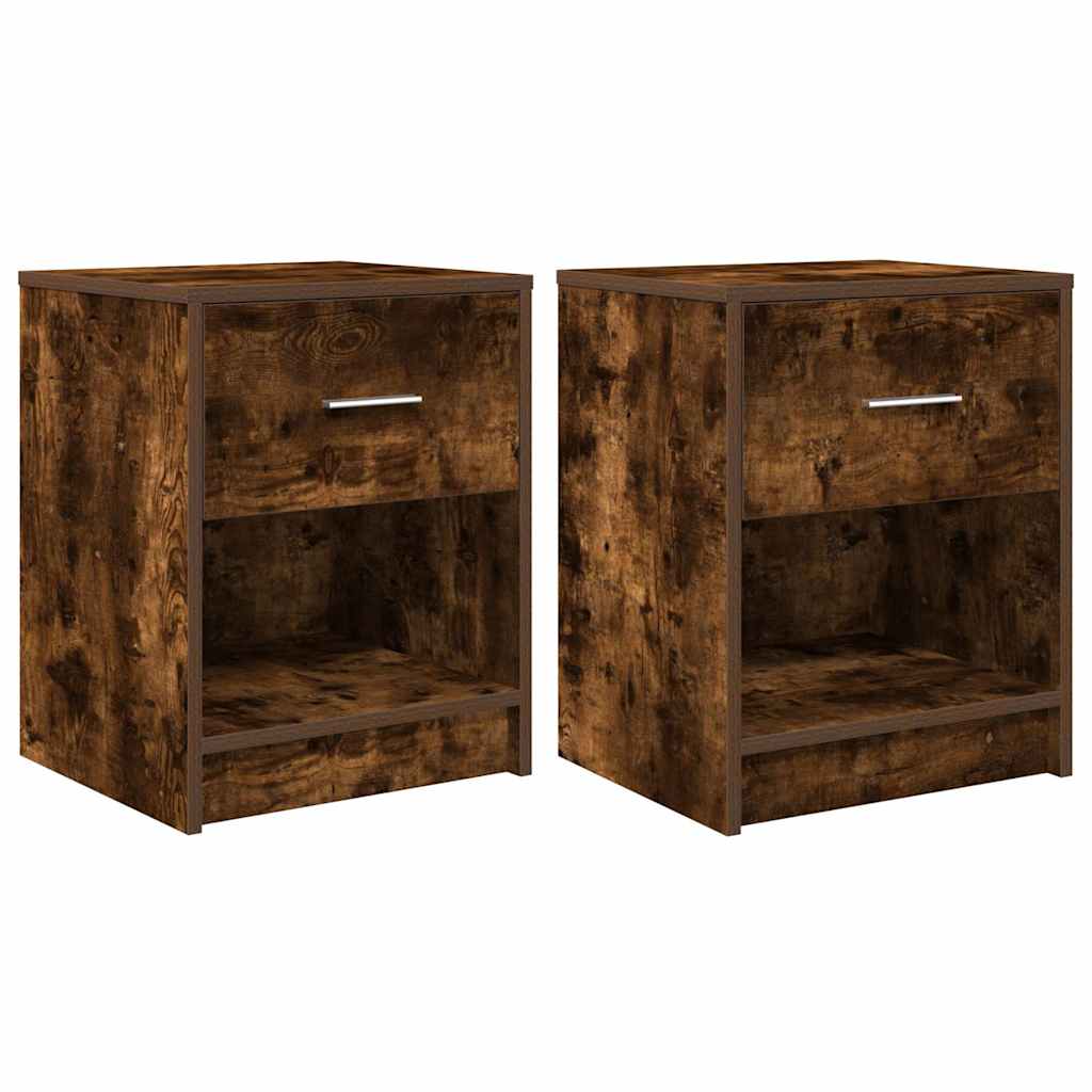 Comodini 2 pz con Cassetto Rovere Fumo 40x34x50 cm