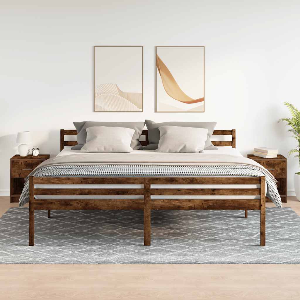 Comodini 2 pz con Cassetto Rovere Fumo 40x34x50 cm