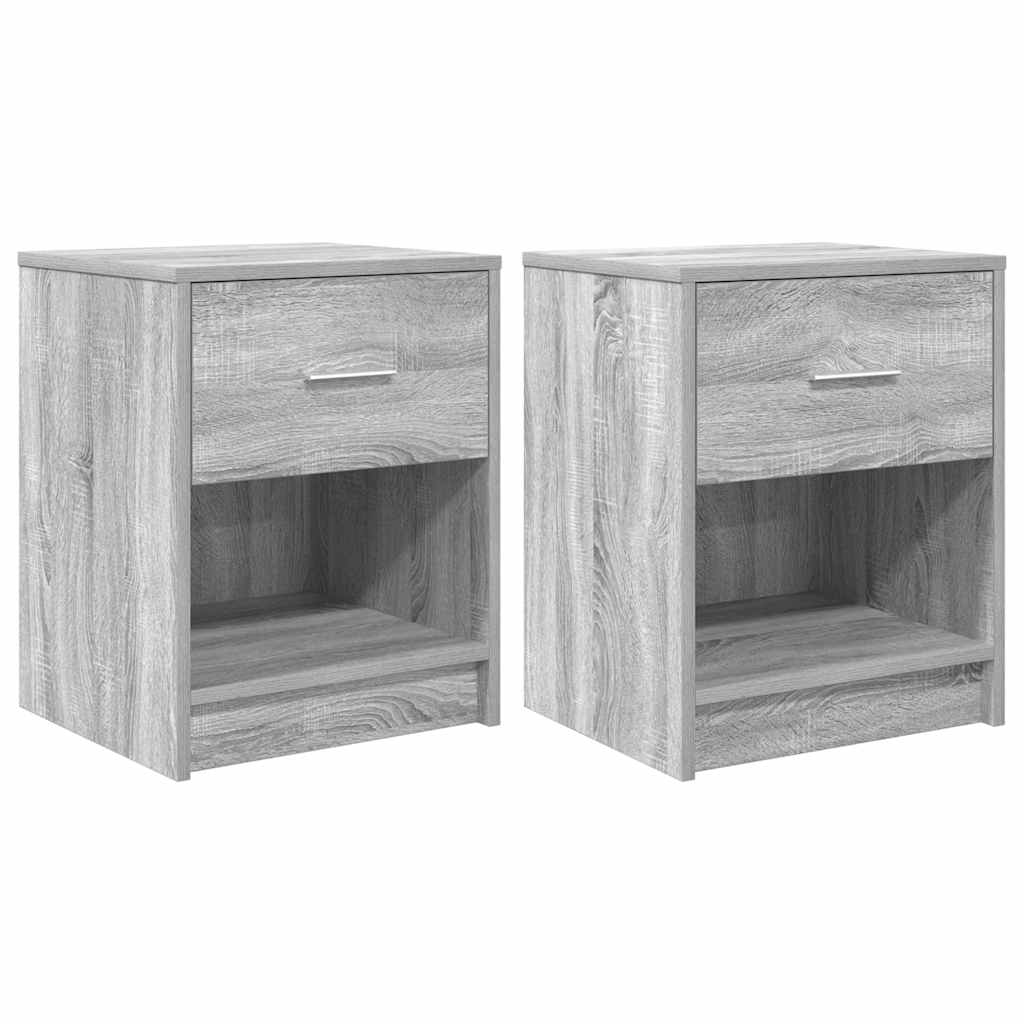 Comodini 2 pz con Cassetto Grigio Sonoma 40x34x50 cm