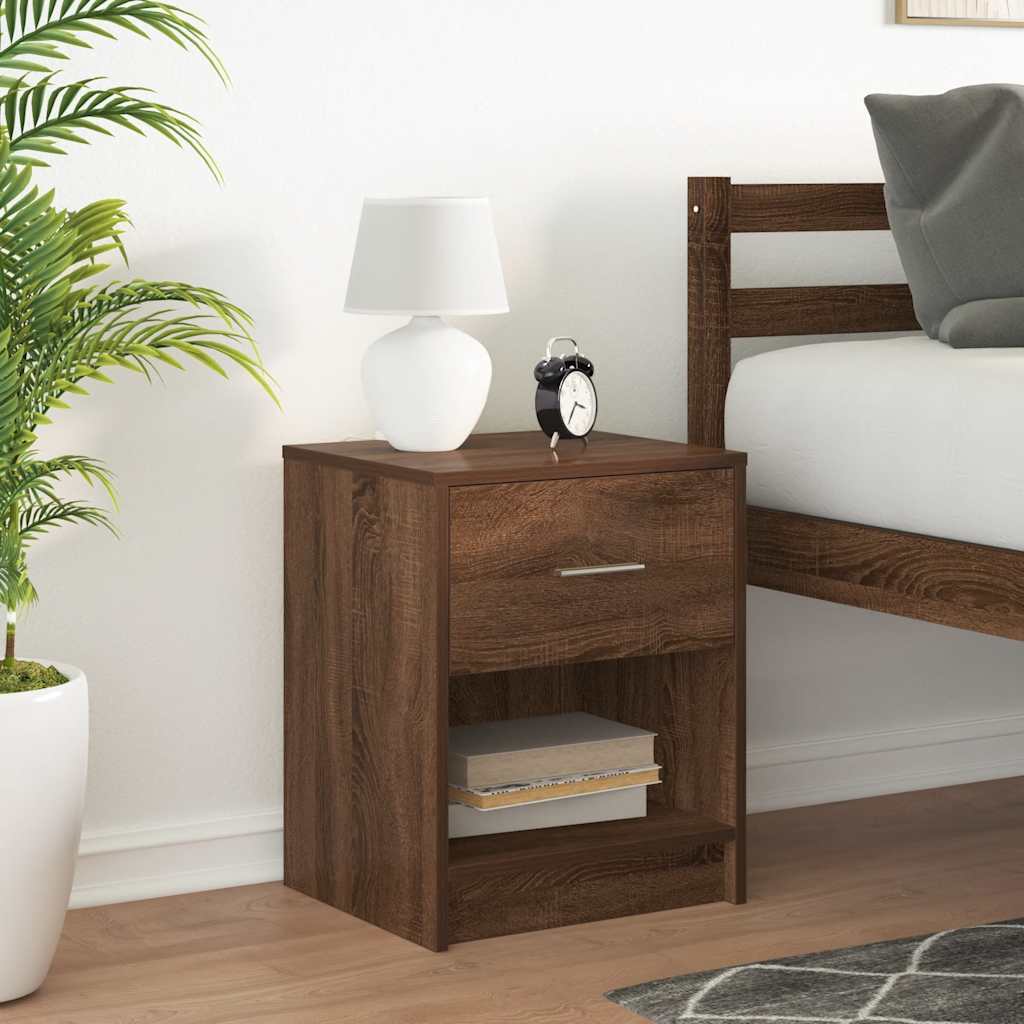 Comodino con Cassetto Rovere Marrone 40x34x50 cm