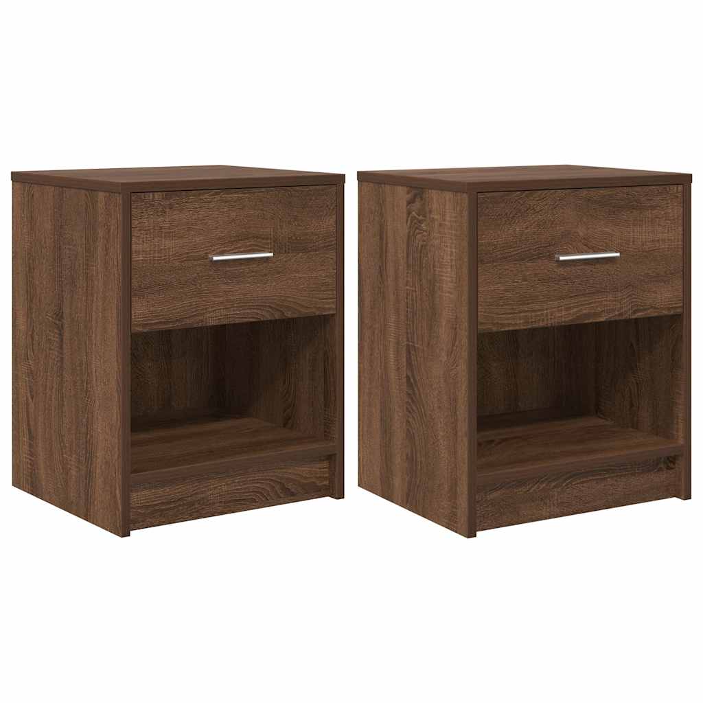 Comodini 2 pz con Cassetto Rovere Marrone 40x34x50 cm