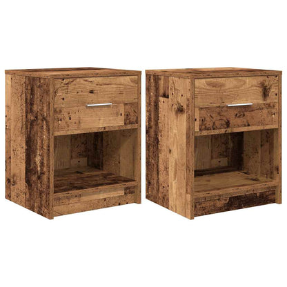 Comodini 2 pz con Cassetto Legno Antico 40x34x50 cm