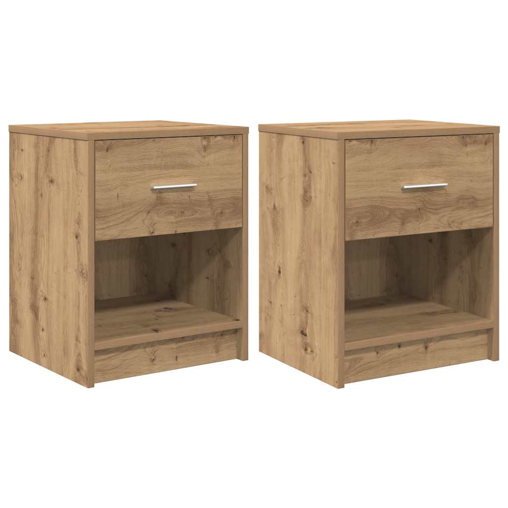 Comodini 2 pz con Cassetto Rovere Artigianale 40x34x50 cm