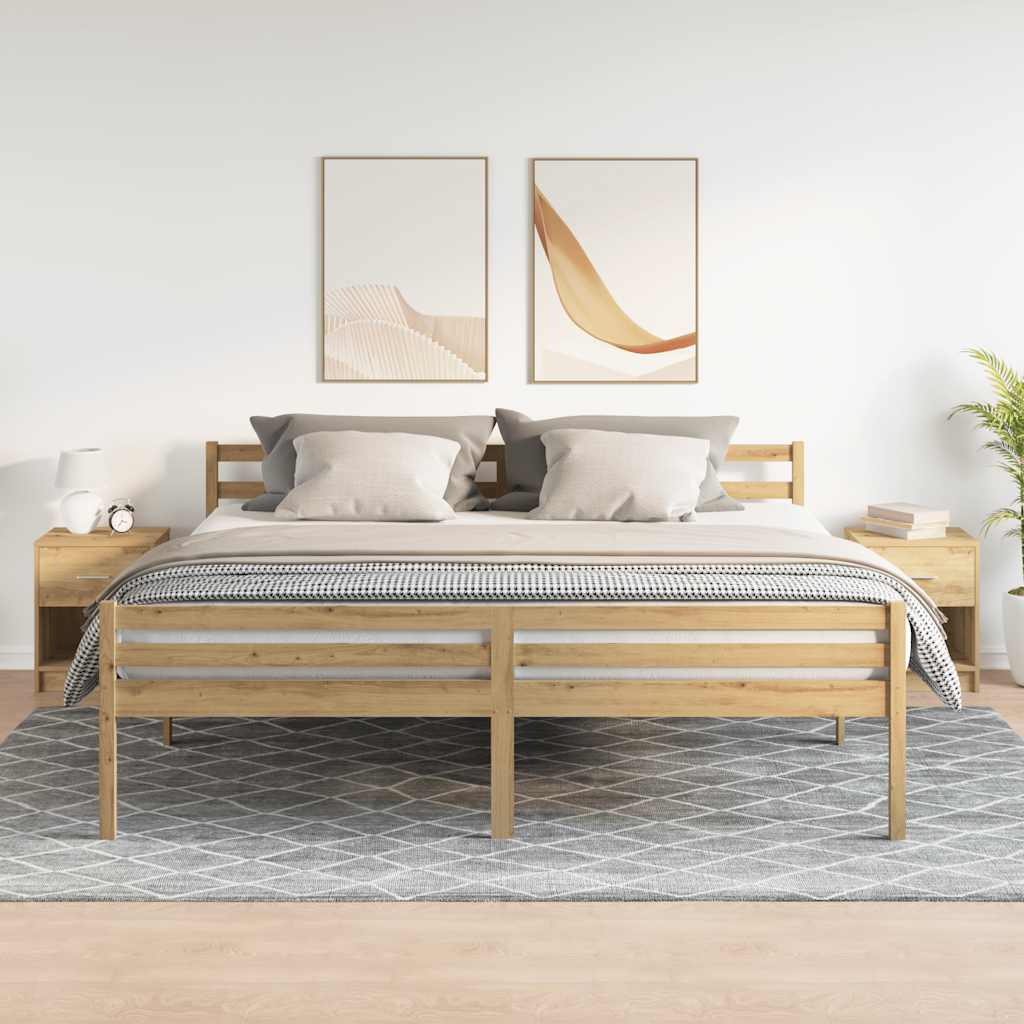 Comodini 2 pz con Cassetto Rovere Artigianale 40x34x50 cm