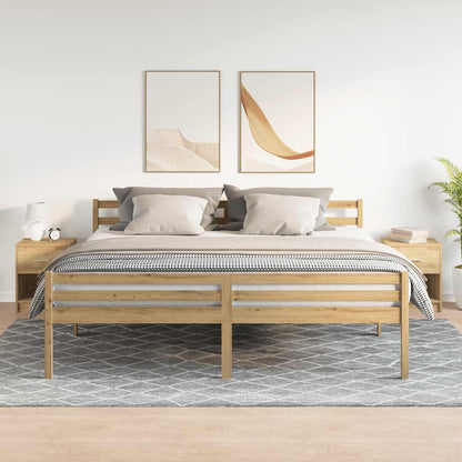 Comodini 2 pz con Cassetto Rovere Artigianale 40x34x50 cm