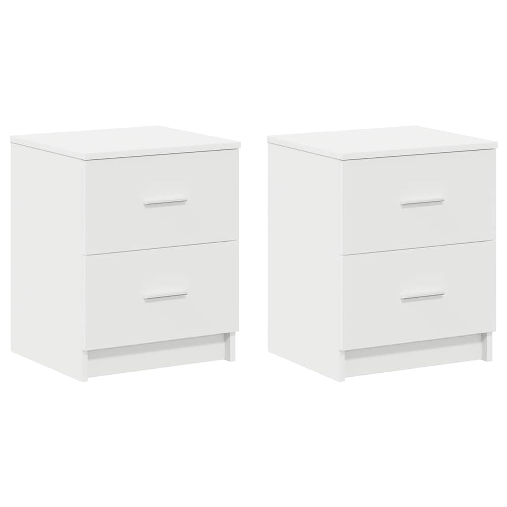 Comodini 2 pz con 2 Cassetti Bianchi 40x36x50 cm