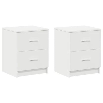 Comodini 2 pz con 2 Cassetti Bianchi 40x36x50 cm