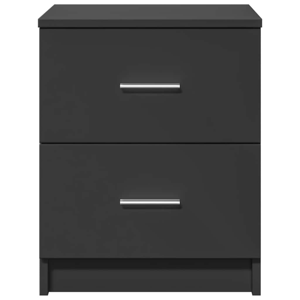 Comodino con 2 Cassetti Nero 40x36x50 cm