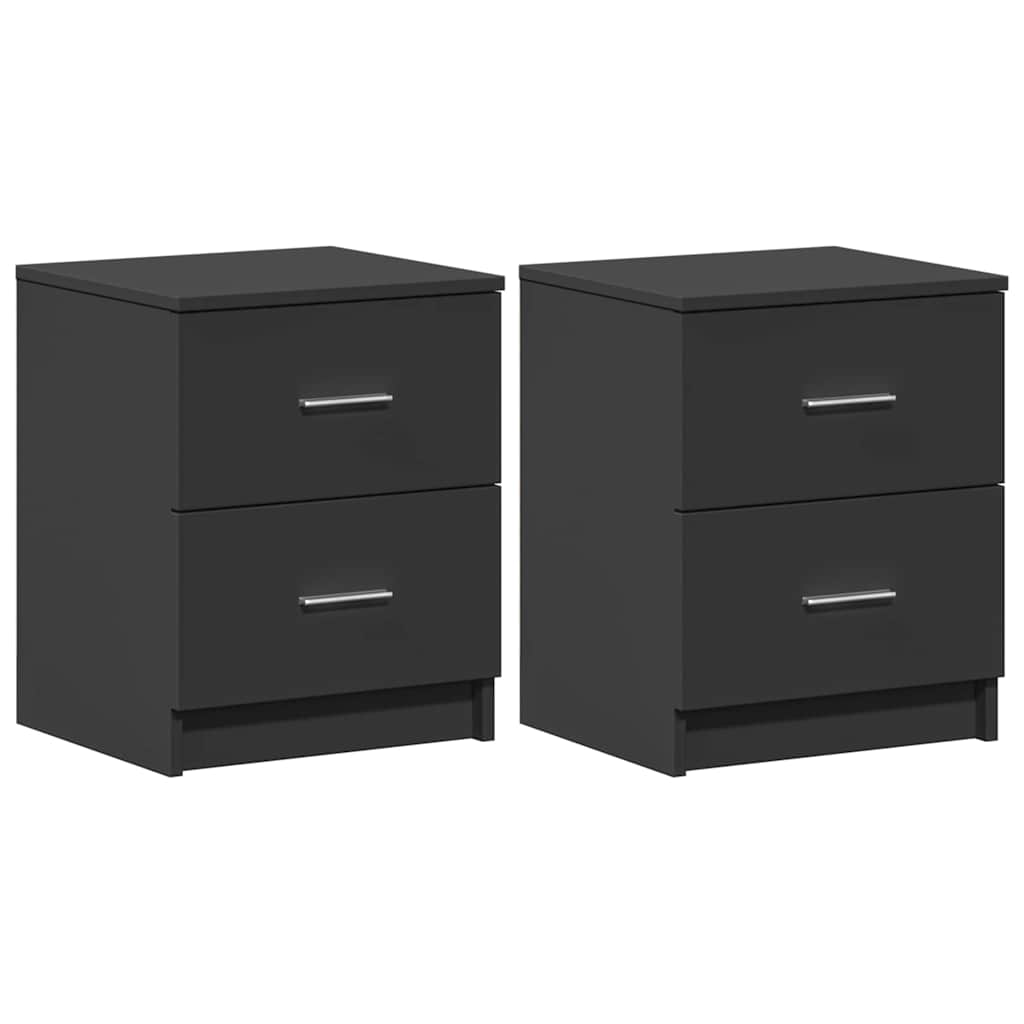 Comodini 2 pz con 2 Cassetti Neri 40x36x50 cm