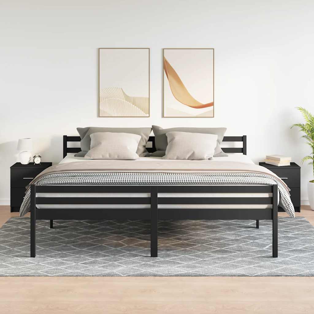 Comodini 2 pz con 2 Cassetti Neri 40x36x50 cm