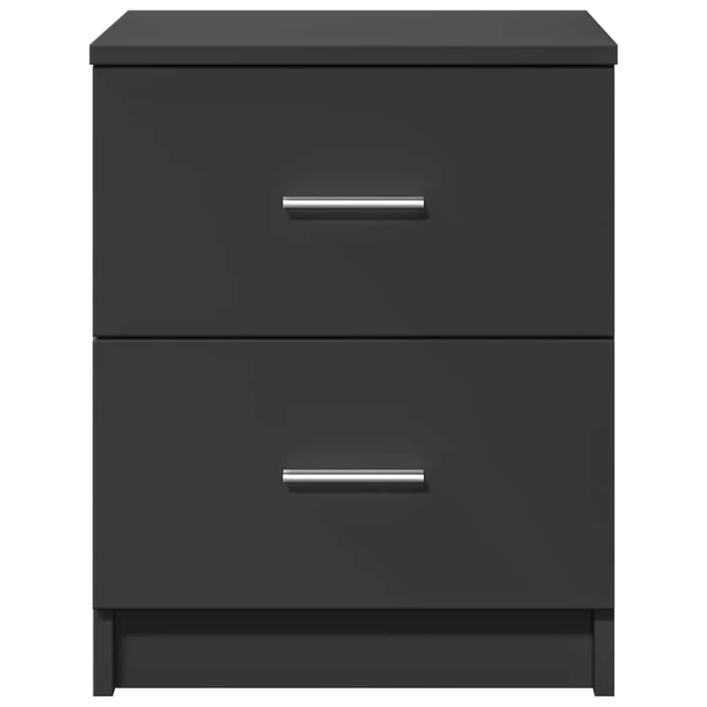 Comodini 2 pz con 2 Cassetti Neri 40x36x50 cm