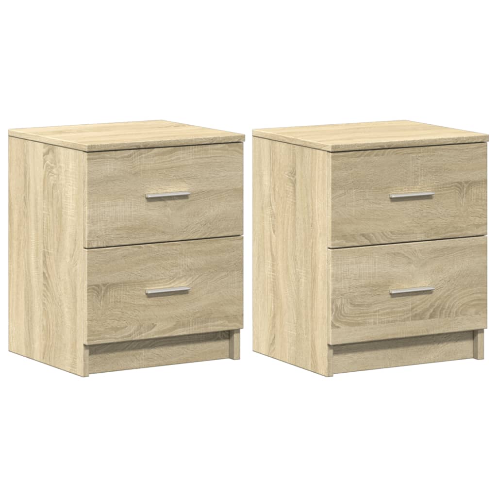 Comodini 2 pz con 2 Cassetti Rovere Sonoma 40x36x50 cm