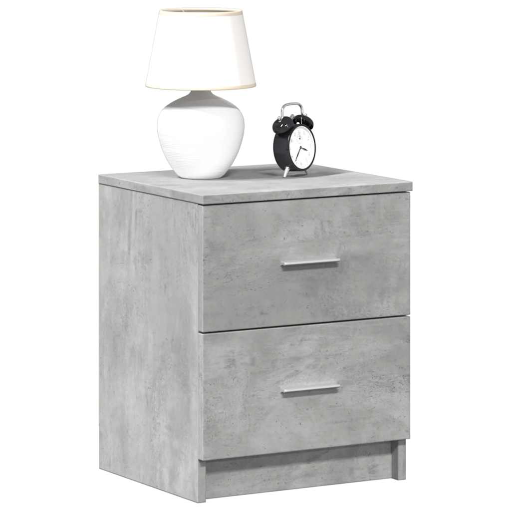 Comodino con 2 Cassetti Grigio Cemento 40x36x50 cm