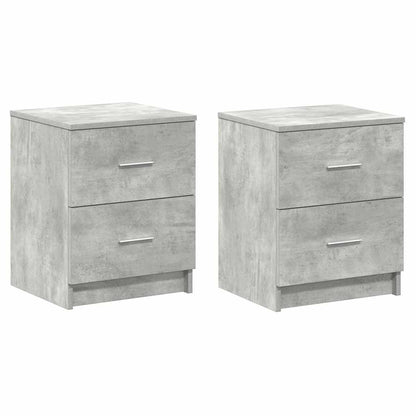 Comodini 2 pz con 2 Cassetti Grigio Cemento 40x36x50 cm