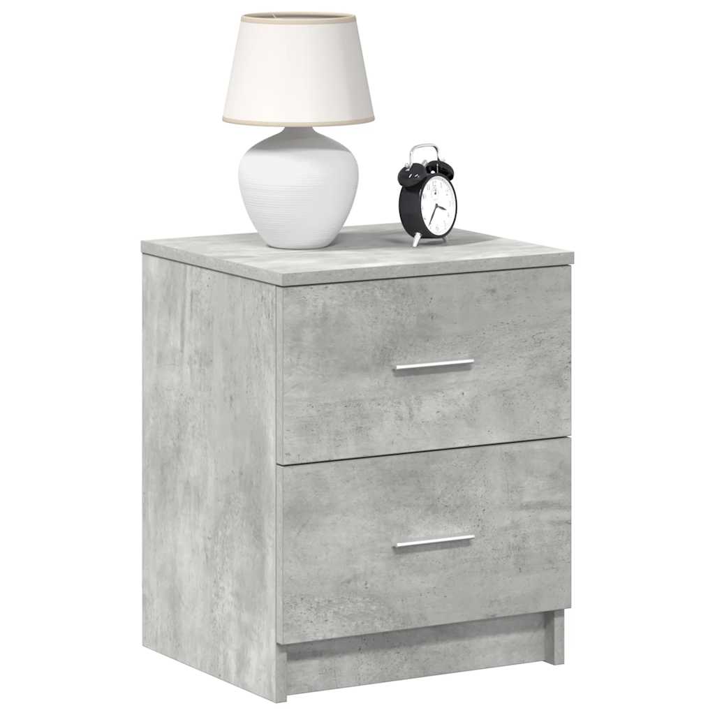 Comodini 2 pz con 2 Cassetti Grigio Cemento 40x36x50 cm