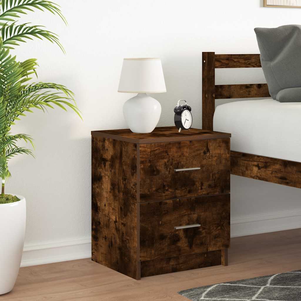 Comodino con 2 Cassetti Rovere Fumo 40x36x50 cm
