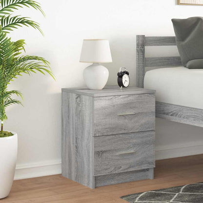 Comodino con 2 Cassetti Grigio Sonoma 40x36x50 cm