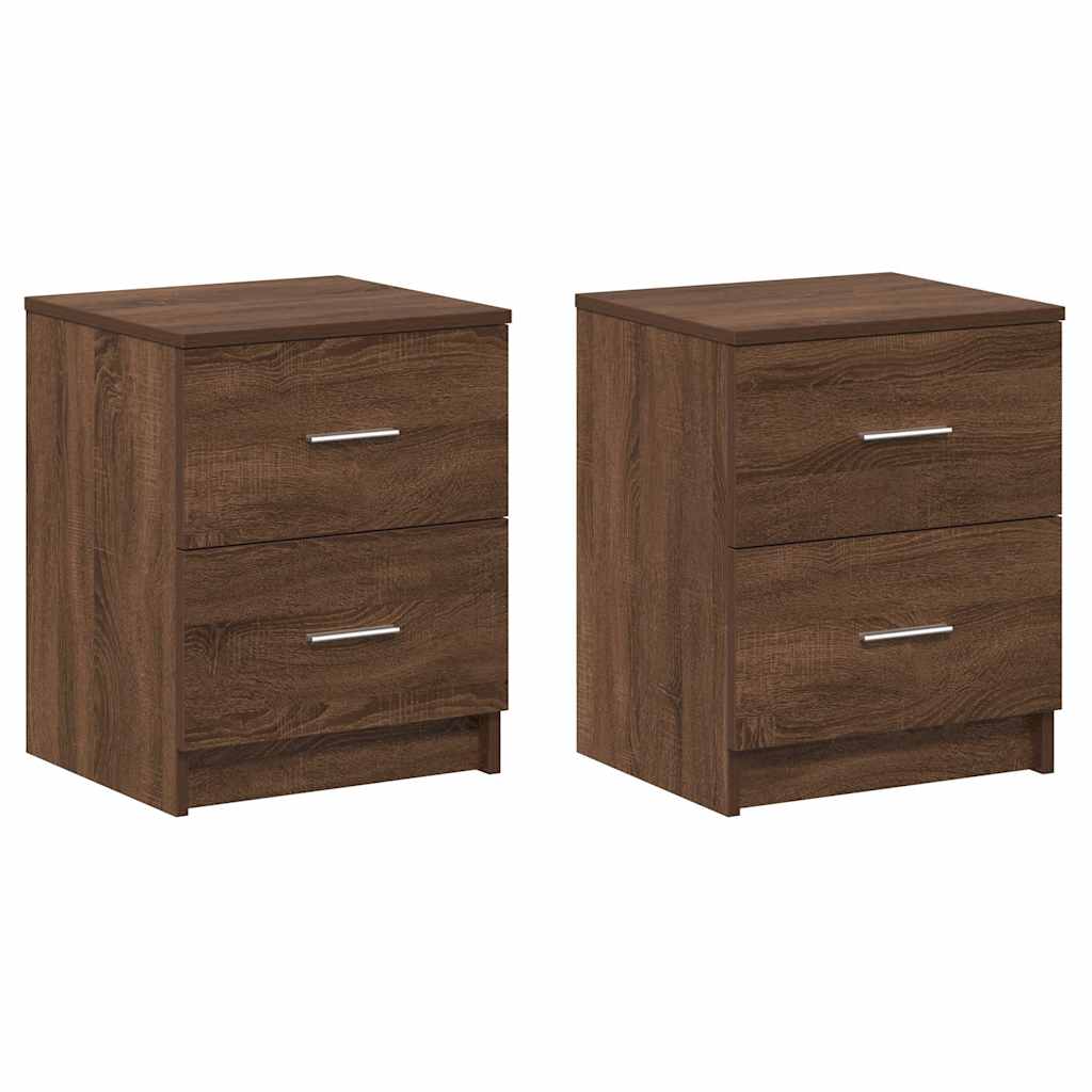 Comodini 2 pz con 2 Cassetti Rovere Marrone 40x36x50 cm