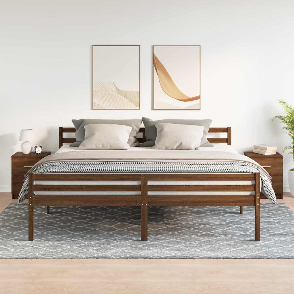 Comodini 2 pz con 2 Cassetti Rovere Marrone 40x36x50 cm