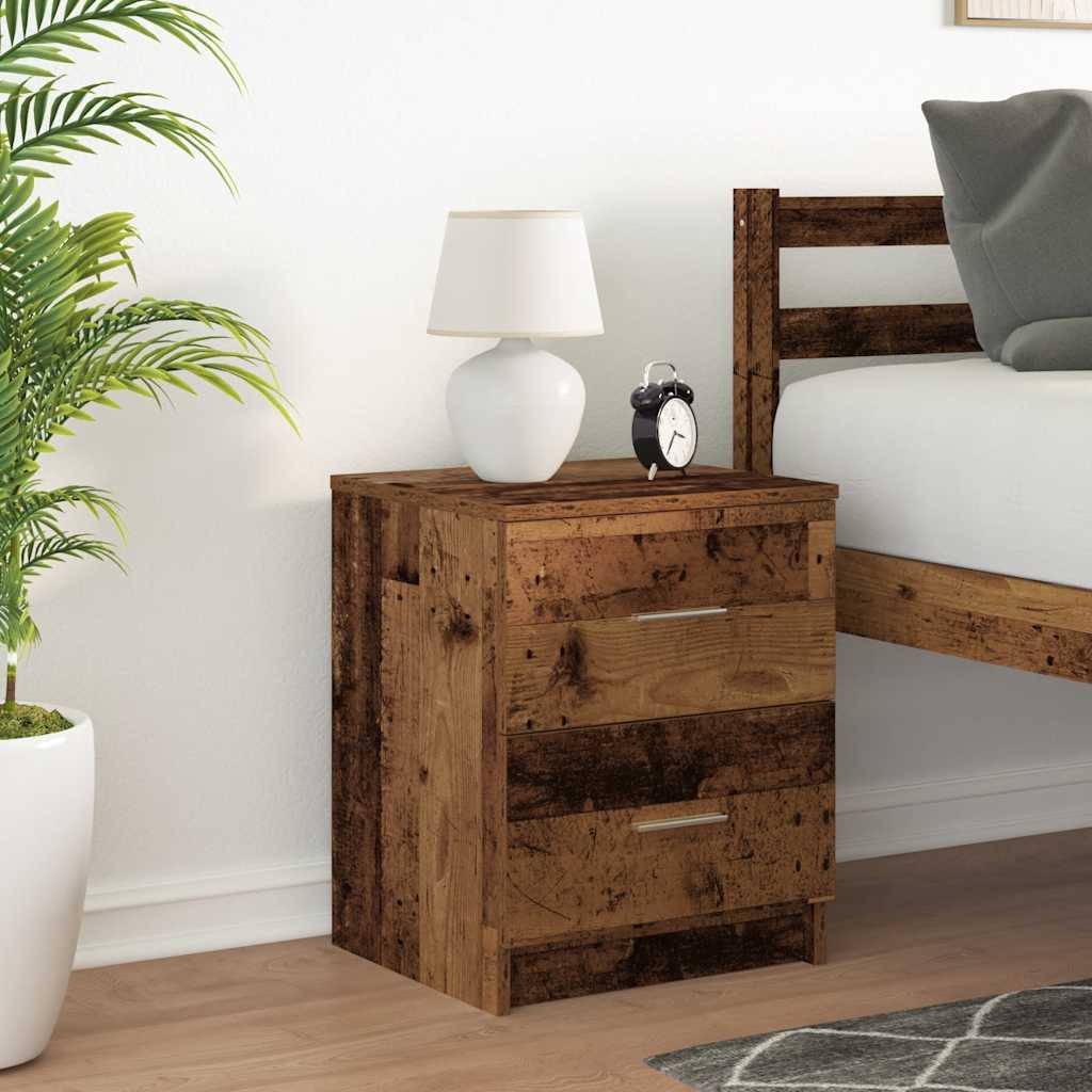 Comodino con 2 Cassetti Legno Antico 40x36x50 cm