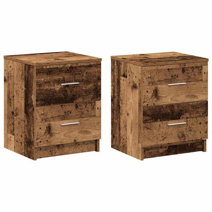 Comodini 2 pz con 2 Cassetti Legno Antico 40x36x50 cm
