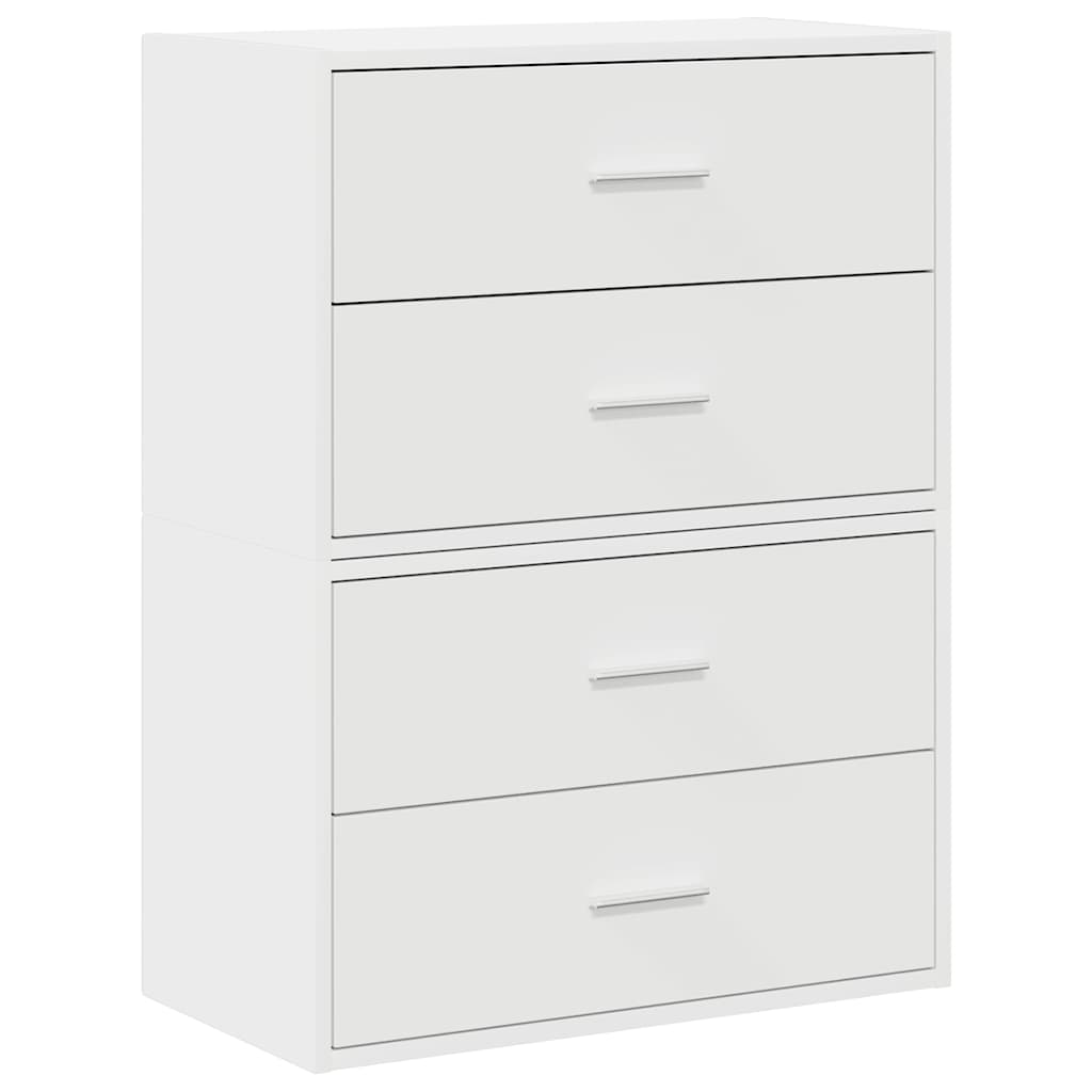 Armadi con 2 Cassetti 2 pz Bianchi 60x31x40cm Legno Multistrato
