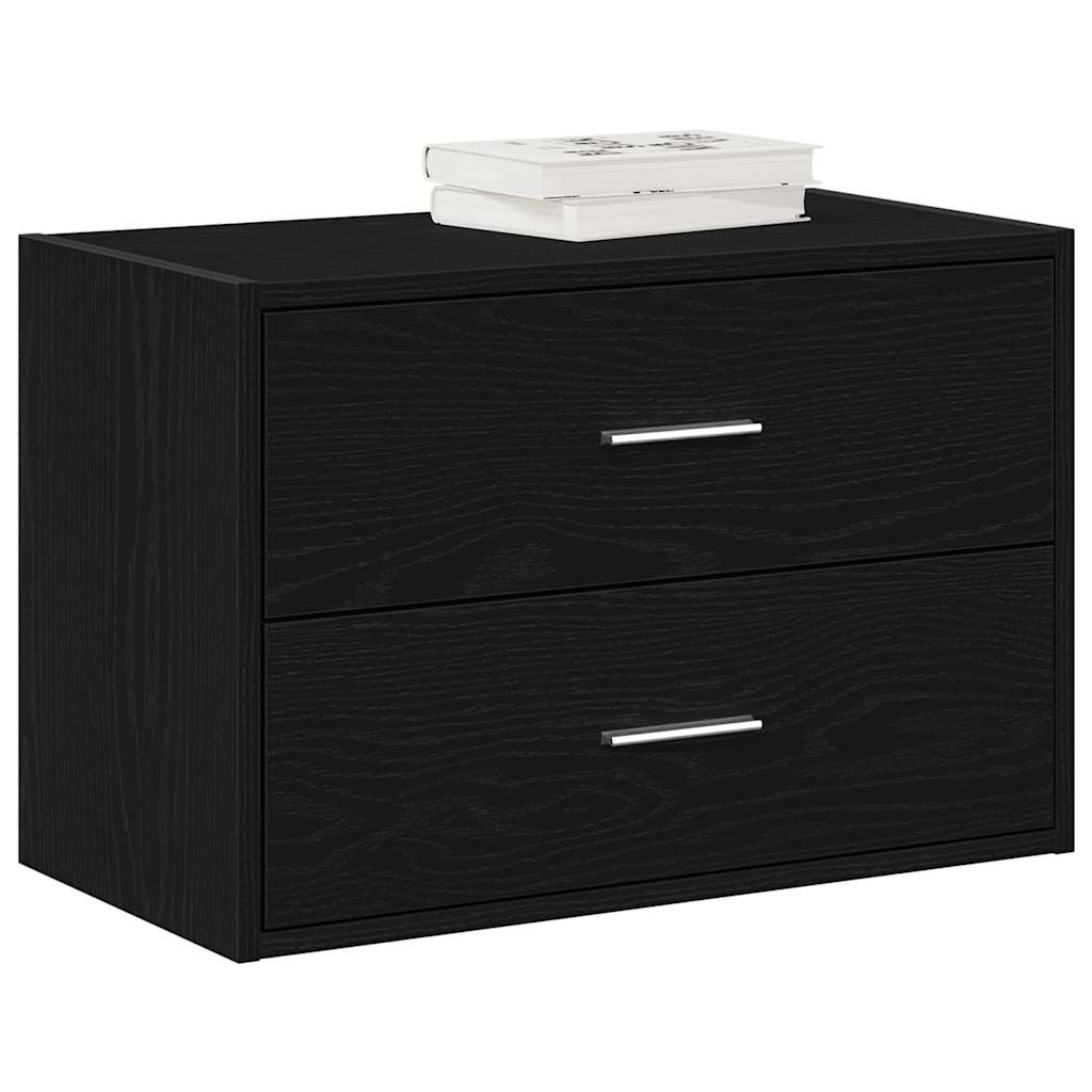 Armadio con 2 Cassetti Rovere Nero 60x31x40 cm in Truciolato