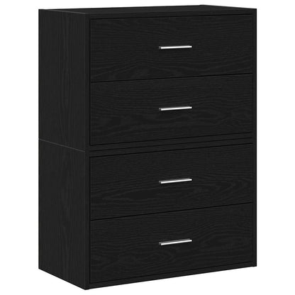 Armadi con 2 Cassetti 2 pz Rovere Nero 60x31x40 cm Truciolato