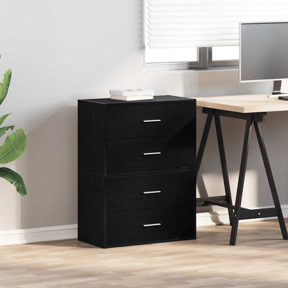 Armadi con 2 Cassetti 2 pz Rovere Nero 60x31x40 cm Truciolato
