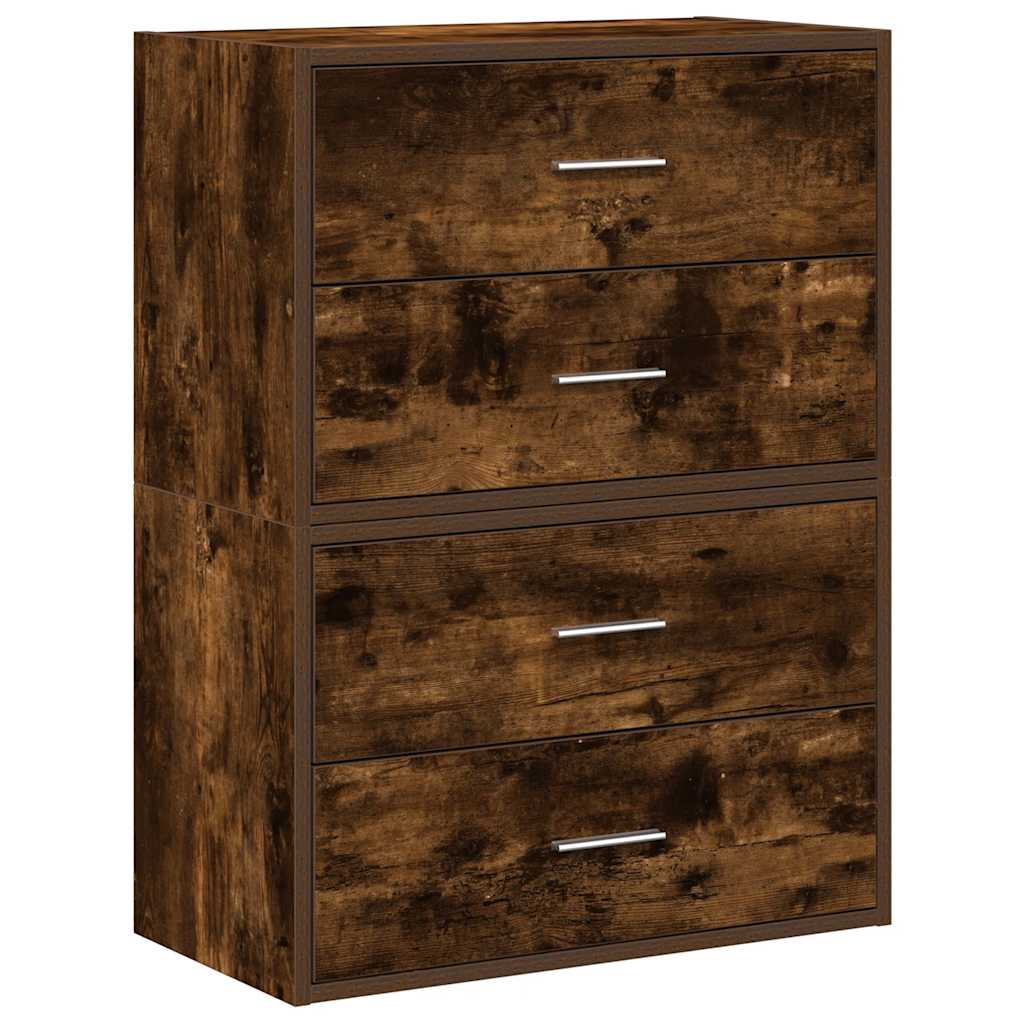 Armadi con 2 Cassetti 2 pz Rovere Fumo 60x31x40cm in Truciolato