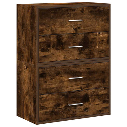 Armadi con 2 Cassetti 2 pz Rovere Fumo 60x31x40cm in Truciolato