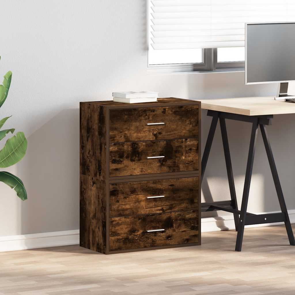 Armadi con 2 Cassetti 2 pz Rovere Fumo 60x31x40cm in Truciolato