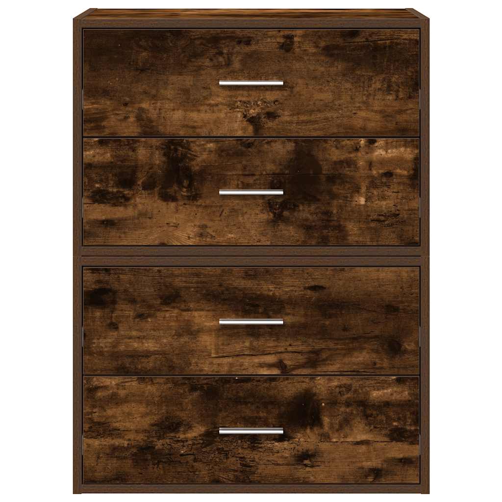 Armadi con 2 Cassetti 2 pz Rovere Fumo 60x31x40cm in Truciolato