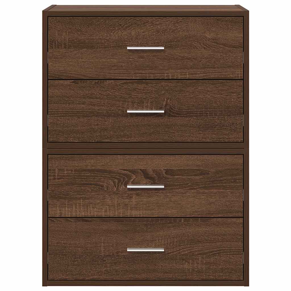 Armadi con 2 Cassetti 2 pz Rovere Marrone 60x31x40cm Truciolato
