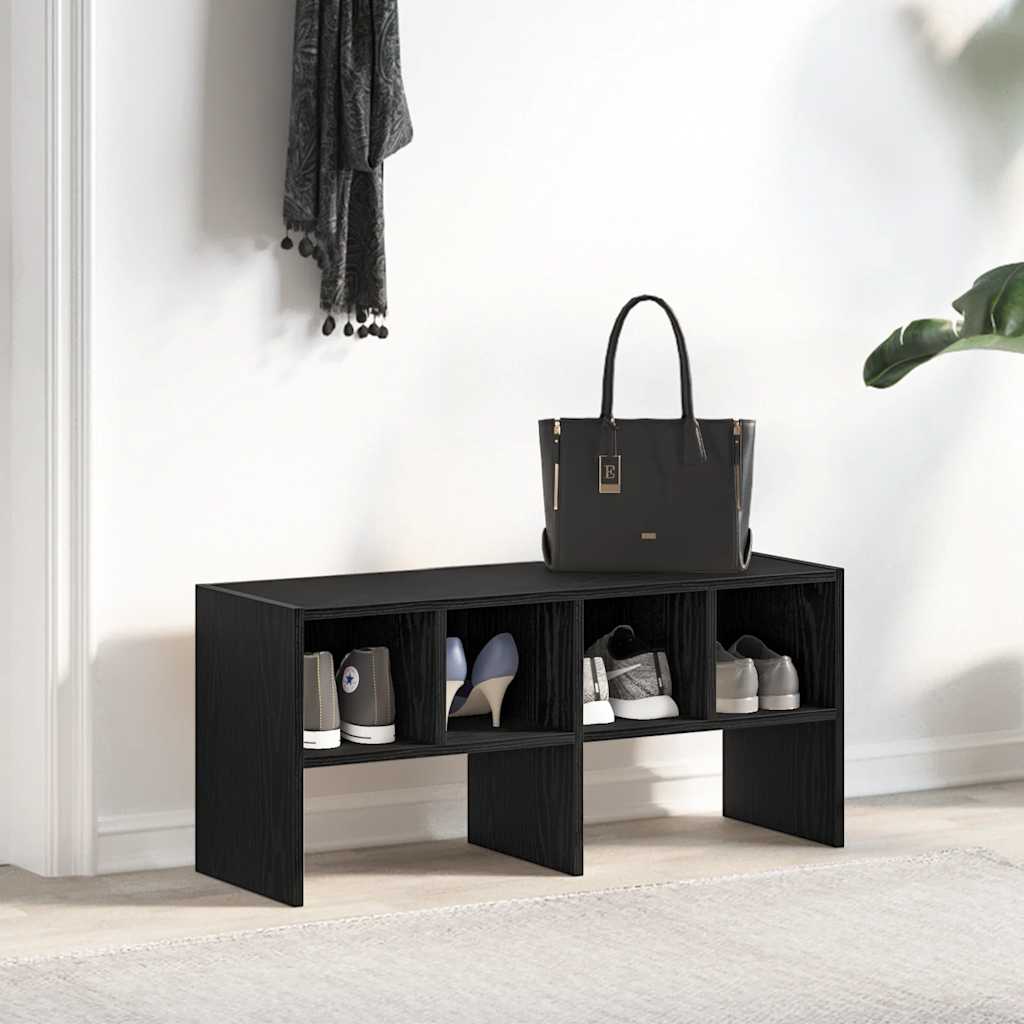 Scarpiera Impilabile Rovere Nero 89,5x30x40 cm