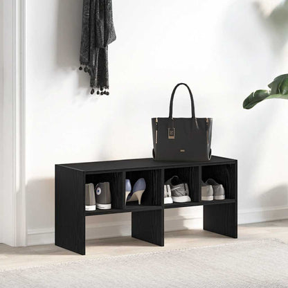 Scarpiera Impilabile Rovere Nero 89,5x30x40 cm