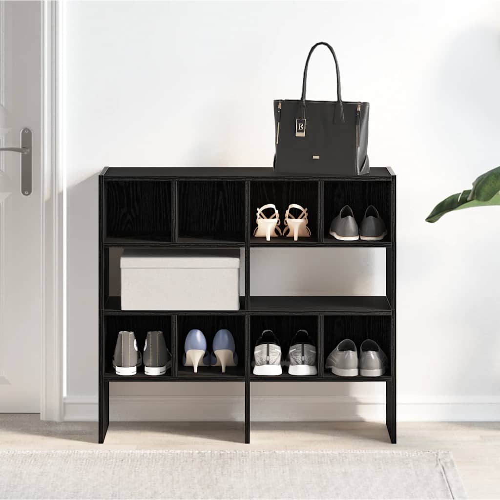 Scarpiere 2 pz Impilabili Rovere Nero 89,5x30x40 cm