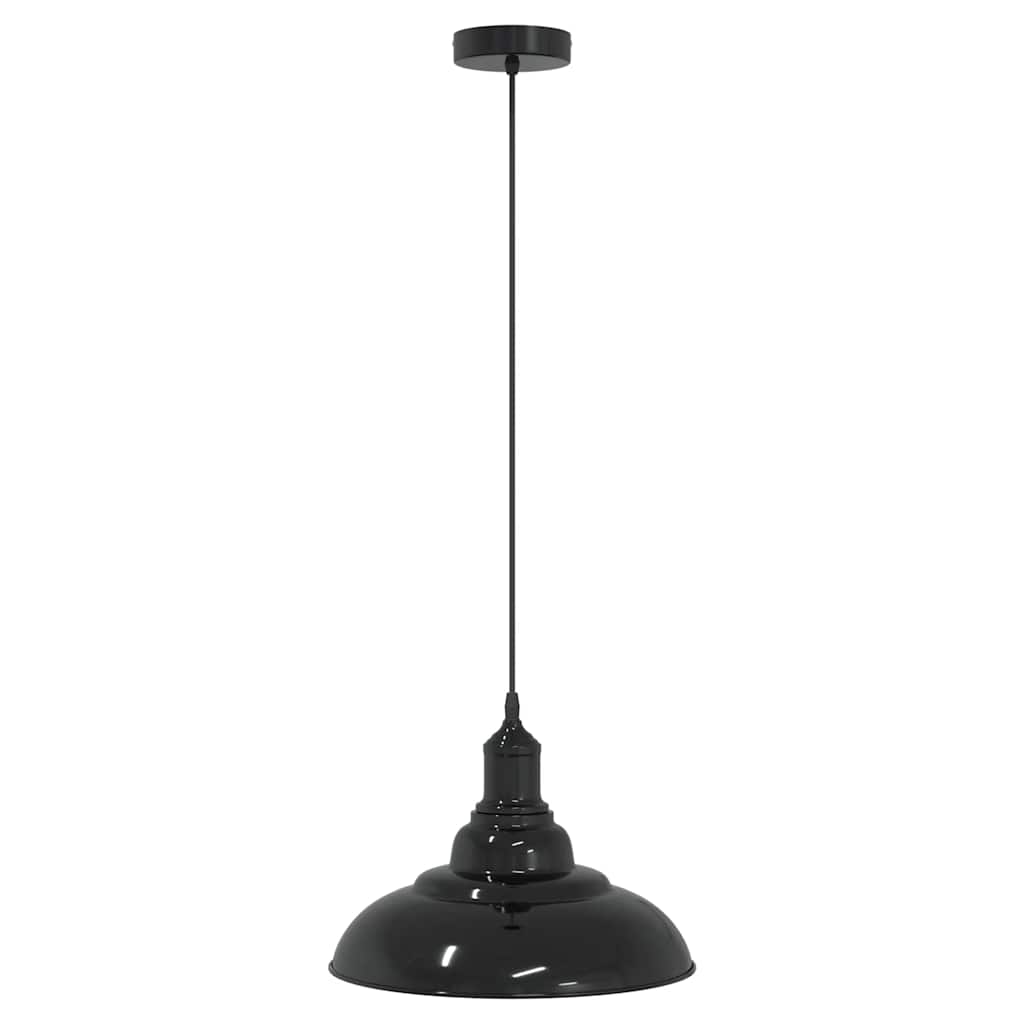 Lampada a Sospensione Regolabile E27 Nero Lucido Ã˜31 cm Metallo