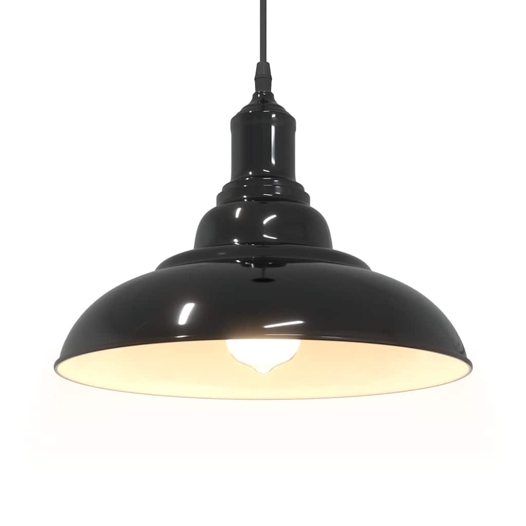 Lampada a Sospensione Regolabile E27 Nero Lucido Ã˜31 cm Metallo